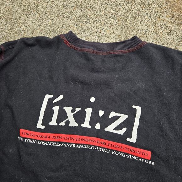 Vtg 90s IXI:Z IXIZ Cities Logo Graphic Crewneck Sweatshirt Small Fit Japan Made - Picture 2 of 6
